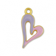 Anhänger Metall DQ Heart Gold-lilac purple-light pink (Nickelfrei)