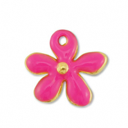 Anh&auml;nger Metall DQ Flower Gold-fuchsia (Nickelfrei)