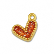 Anhänger Metall DQ Heart Gold-glitter red (Nickelfrei)