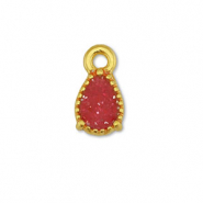 Anh&auml;nger Metall DQ Drop Gold-glitter red rose (Nickelfrei)