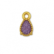 Anh&auml;nger Metall DQ Drop Gold-glitter purple (Nickelfrei)