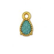 Anh&auml;nger Metall DQ Drop Gold-glitter turquoise (Nickelfrei)