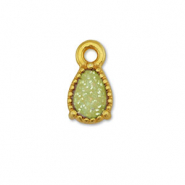 Anh&auml;nger Metall DQ Drop Gold-glitter light green (Nickelfrei)