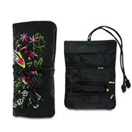 Schmuck-Reiseetui with Flowers Black