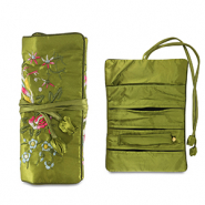 Schmuck-Reiseetui with Flowers Olive green