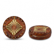 Perlen Acryl Round with Square Orange brown-gold