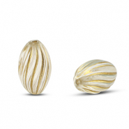 Perlen Acryl Oval with Lines Transparent-gold