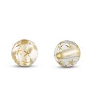 Perlen Acryl Round with Stars Transparent-gold
