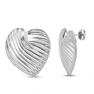 Stainless Steel - Rostfrei Stahl Ohrringe / Ohrstecker Heart Silver