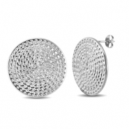 Stainless Steel - Rostfrei Stahl Ohrringe / Ohrstecker Round Silver