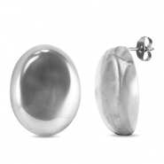 Stainless Steel - Rostfrei Stahl Ohrringe / Ohrstecker Oval Silver