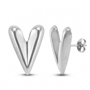 Stainless Steel - Rostfrei Stahl Ohrringe / Ohrstecker Heart Silver