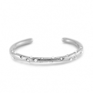 Stainless Steel - Rostfrei Stahl Armbänder Bangle with Imitation Pearls Silver