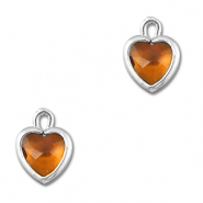 Anh&auml;nger aus Kristallglas Heart Orange brown-silver