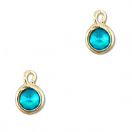 Anh&auml;nger aus Kristallglas Round Aquamarine blue-gold