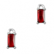 Anh&auml;nger aus Kristallglas Rectangle Red-silver