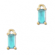 Anh&auml;nger aus Kristallglas Rectangle Aquamarine blue-gold