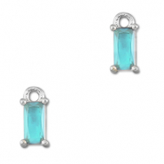 Anh&auml;nger aus Kristallglas Rectangle Aquamarine blue-silver