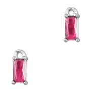 Anh&auml;nger aus Kristallglas Rectangle Dark pink-silver