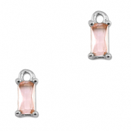 Anh&auml;nger aus Kristallglas Rectangle Light pink-silver