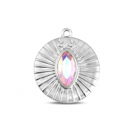 BY31® Anhänger aus Stainless Steel - Rostfreiem Stahl Round Silver-light pink