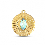BY31® Anhänger aus Stainless Steel - Rostfreiem Stahl Round Gold-aqua