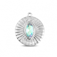 BY31® Anhänger aus Stainless Steel - Rostfreiem Stahl Round Silver-aqua