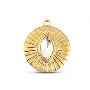 BY31® Anhänger aus Stainless Steel - Rostfreiem Stahl Round Gold-crystal