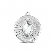 BY31® Anhänger aus Stainless Steel - Rostfreiem Stahl Round Silver-crystal