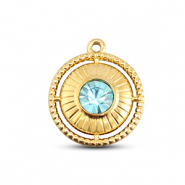 BY31® Anhänger aus Stainless Steel - Rostfreiem Stahl Rount with Ring Gold-aqua