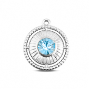 BY31® Anhänger aus Stainless Steel - Rostfreiem Stahl Rount with Ring Silver-aqua