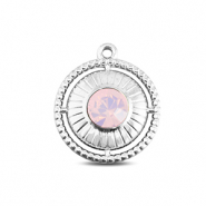 BY31® Anhänger aus Stainless Steel - Rostfreiem Stahl Rount with Ring Silver-soft pink opal