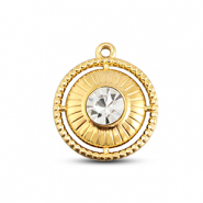 BY31® Anhänger aus Stainless Steel - Rostfreiem Stahl Rount with Ring Gold-crystal