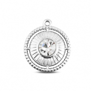 BY31® Anhänger aus Stainless Steel - Rostfreiem Stahl Rount with Ring Silver-crystal
