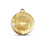 BY31® Anhänger aus Stainless Steel - Rostfreiem Stahl Round with 11:11 Gold