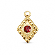 BY31® Anhänger aus Stainless Steel - Rostfreiem Stahl Rhombus Gold-ruby red