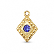 BY31® Anhänger aus Stainless Steel - Rostfreiem Stahl Rhombus Gold-sapphire blue