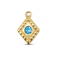 BY31® Anhänger aus Stainless Steel - Rostfreiem Stahl Rhombus Gold-aqua