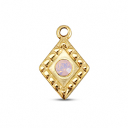 BY31® Anhänger aus Stainless Steel - Rostfreiem Stahl Rhombus Gold-soft pink opal