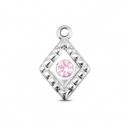 BY31® Anhänger aus Stainless Steel - Rostfreiem Stahl Rhombus Silver-soft pink opal