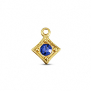 BY31® Anhänger aus Stainless Steel - Rostfreiem Stahl Rhombus Gold-sapphire blue