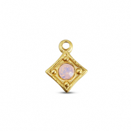 BY31® Anhänger aus Stainless Steel - Rostfreiem Stahl Rhombus Gold-soft pink opal