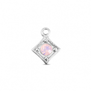 BY31® Anhänger aus Stainless Steel - Rostfreiem Stahl Rhombus Silver-soft pink opal
