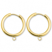 Stainless Steel - Rostfrei Stahl Ohrringe Creolen mit &Ouml;se 19mm Gold