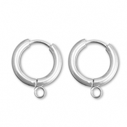 Stainless Steel - Rostfrei Stahl Ohrringe Creolen mit &Ouml;se 15mm Silver