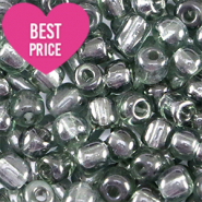 Rocailles Perlen Glas 6/0 (4mm) Transparent anthracite grey