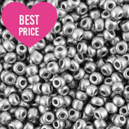 Rocailles Perlen Glas 6/0 (4mm) Metallic shine silver