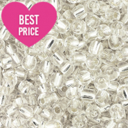 Rocailles Perlen Glas 6/0 (4mm) Silverlined transparent