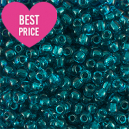 Rocailles Perlen Glas 6/0 (4mm) Transparent petrol blue