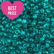 Rocailles Perlen Glas 6/0 (4mm) Transparent matt ocean wave green